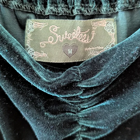 Vintage Velvet Green Slip Dress Y2K 90s Whimsigoth Grunge Dark Acadamia  Witchy M